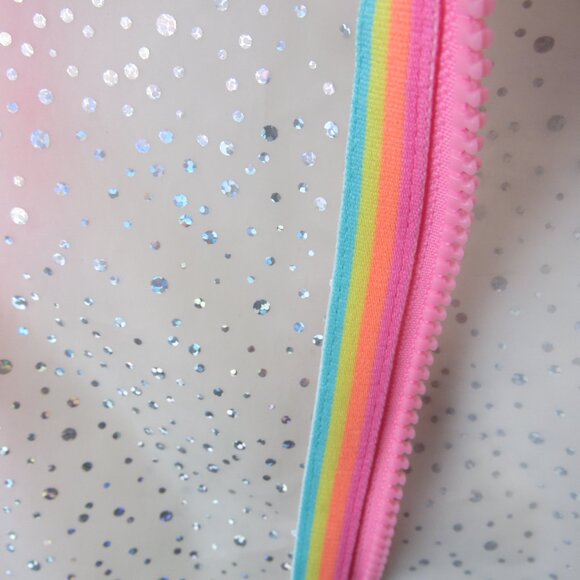 Gap Toddler Girl Size 3 Years Sparkle Rain Jacket Zipper Closure Hooded - Picture 4 of 14